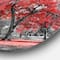 Designart - Big Red Tree on Foggy Day' Landscape Round Circle Metal Wall Art